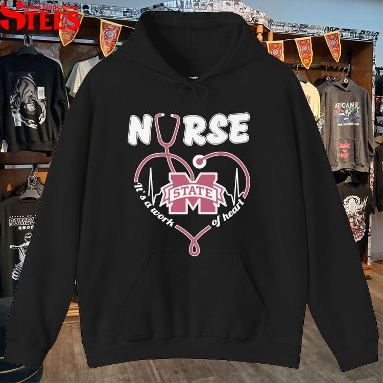 Mississippi State Bulldogs Nurse It’s A Work Of Heart Stethoscope T-shirts