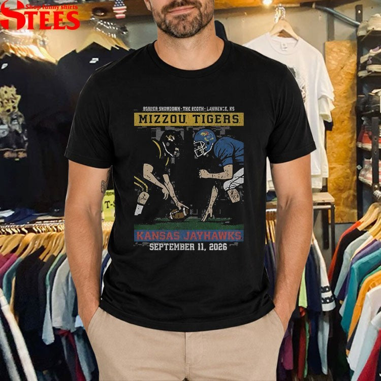 Missouri Tigers Football vs Kansas Jayhawks Border Showdown The Booth Lawrence KS September 11 2026 T-shirts