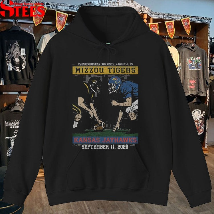 Missouri Tigers Football vs Kansas Jayhawks Border Showdown The Booth Lawrence KS September 11 2026 T-shirts