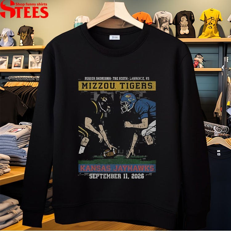 Missouri Tigers Football vs Kansas Jayhawks Border Showdown The Booth Lawrence KS September 11 2026 T-shirts
