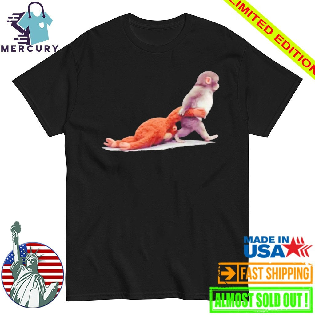 Monkey Punch Baby Monkey Holding Plush Toy Shirt