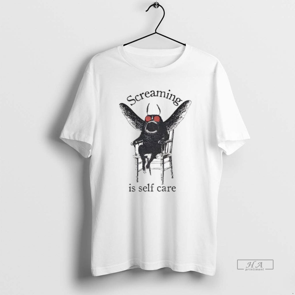 Official Mothman Shenanigan Screaming Is Self Care T-Shirts, Hoodie, Sweatshirt | CoreVibeTees.com