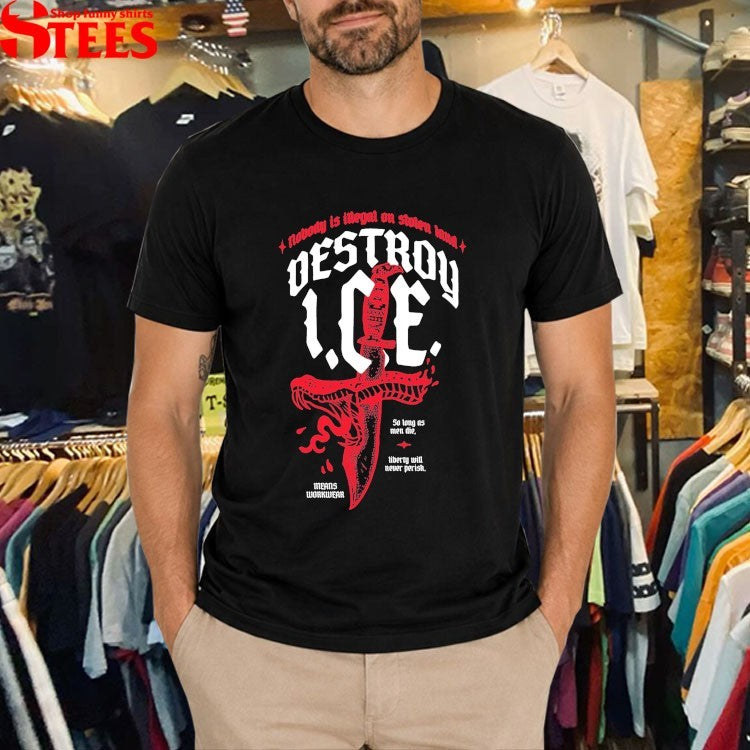 Nobody Is Illegal On Stolen Land Destroy Ice T-Shirt
