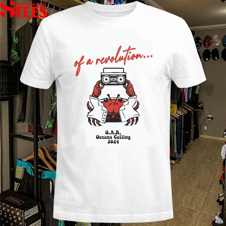 Of A Revolution Oar Oceans Calling Crab Boombox T-Shirt