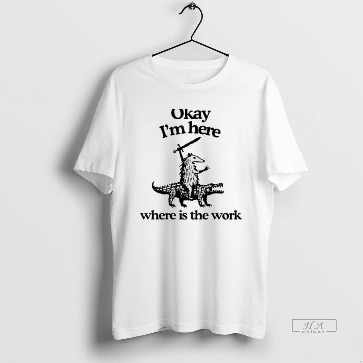 Official Opossum Riding Crocodile Okay Im Here Where Is The Work T-Shirts, Hoodie, Sweatshirt | CoreVibeTees.com