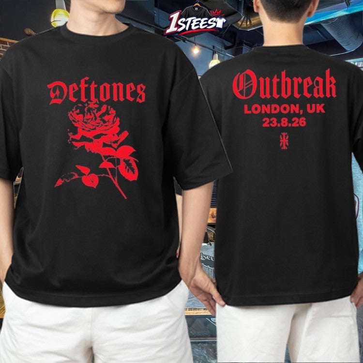 Outbreak Fest London UK Tour August 23 2026 Rose T-Shirts