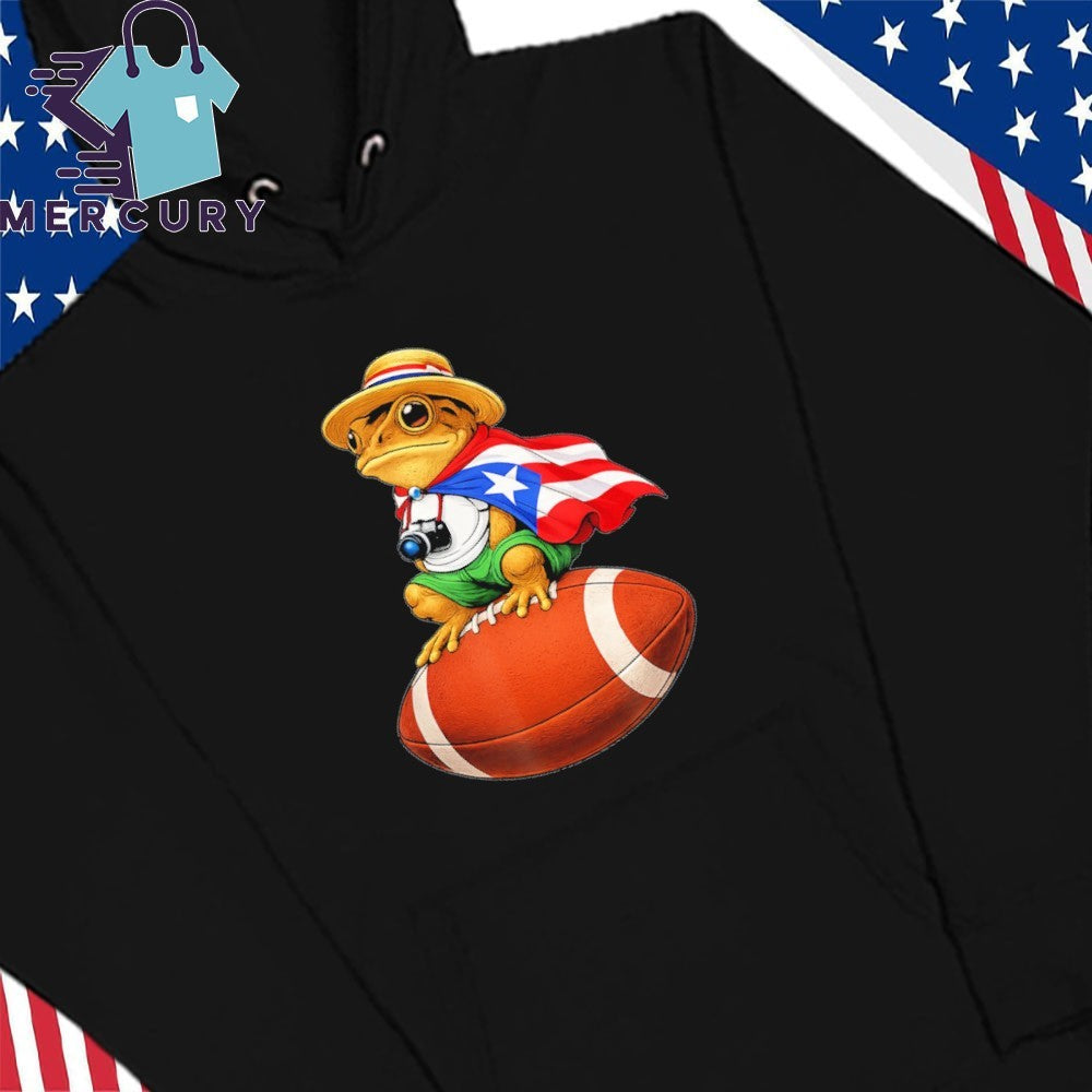 Puerto Rico Coqui Frog Funny Boricua Football Shirt
