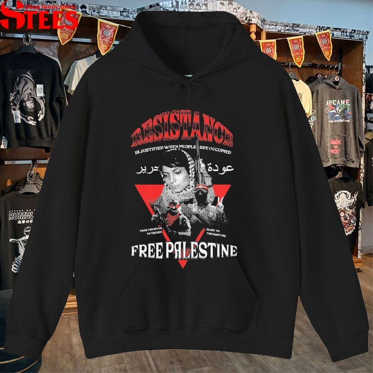 Resistance Is Justified When People Are Occupied Free Palestine Choose Your Fighter Team Red T-Shirt