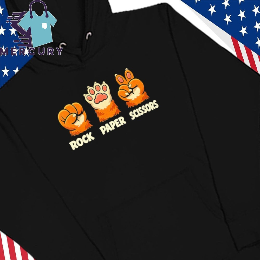 Retro Rock Paper Scissors Cat Paw Humor Pet Lover Meme Shirt