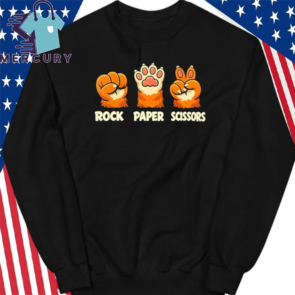 Retro Rock Paper Scissors Cat Paw Humor Pet Lover Meme Shirt