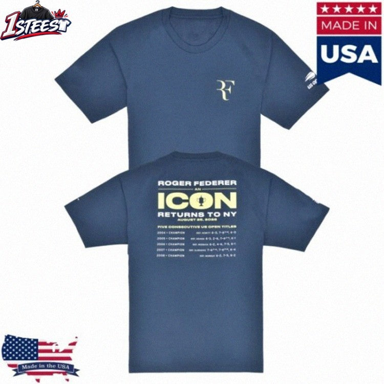 Roger Federer Icon Returns To NY Us Open 2026 Trophy T-shirts
