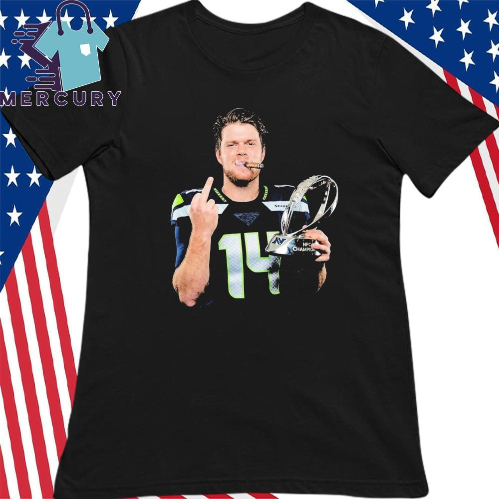 Sam Darnold Middle Finger Cup NFC Champions And Smoking Shirt