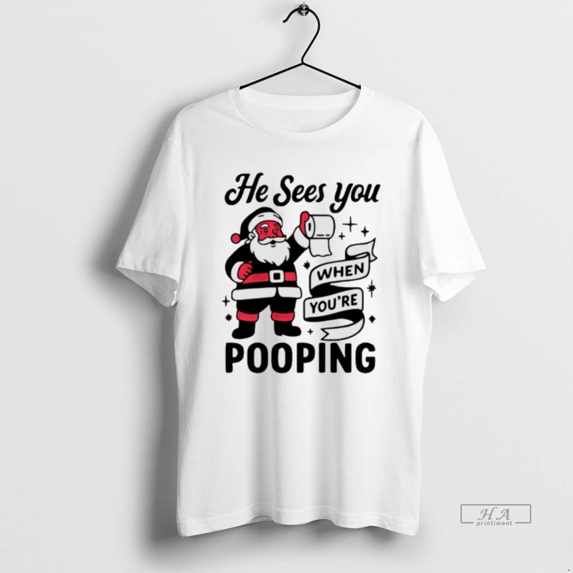 Official Santa Claus He Sees You When Youre Pooping Christmas T-Shirts, Hoodie, Sweatshirt | CoreVibeTees.com