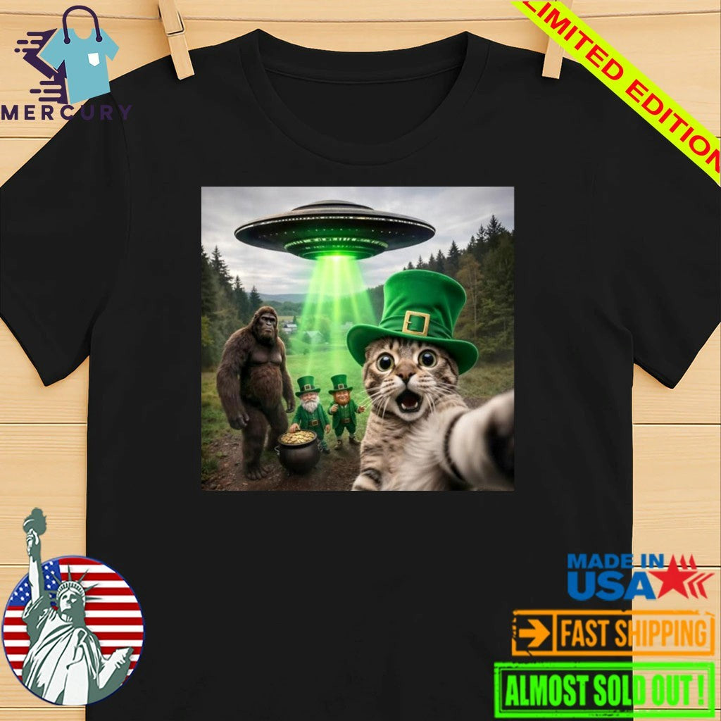 St. Patrick’s Day Funny Cat Selfie Shirt