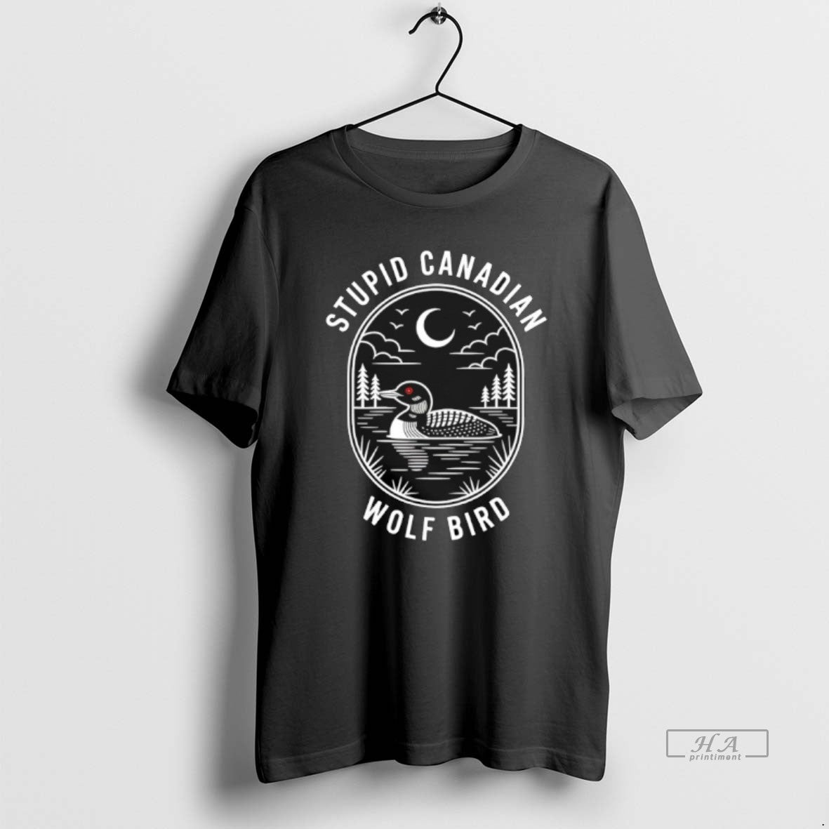 Official Stupid Canadian Wolf Bird Loon Hockey Wildlife T-Shirts, Hoodie, Sweatshirt | CoreVibeTees.com