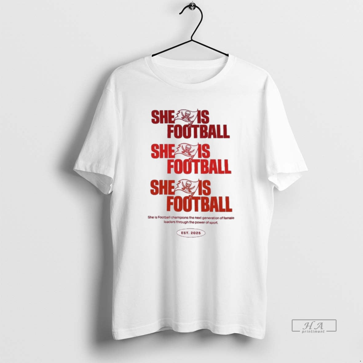 Official Tampa Bay Buccaneers She Is Football Champions Est 2025 T-Shirts, Hoodie, Sweatshirt | CoreVibeTees.com