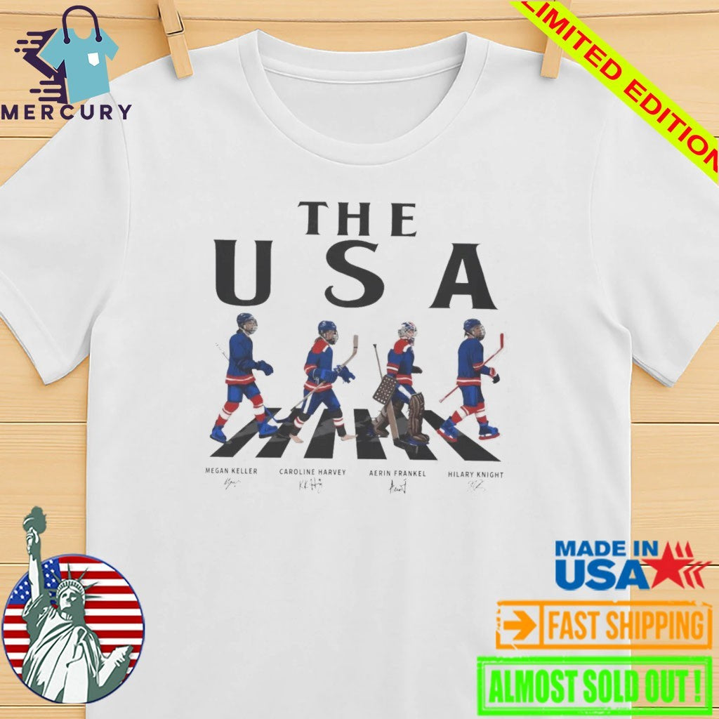 USA Women Ice Hockey Walking Road Signatures Shirt