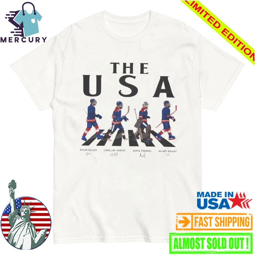 USA Women Ice Hockey Walking Road Signatures Shirt