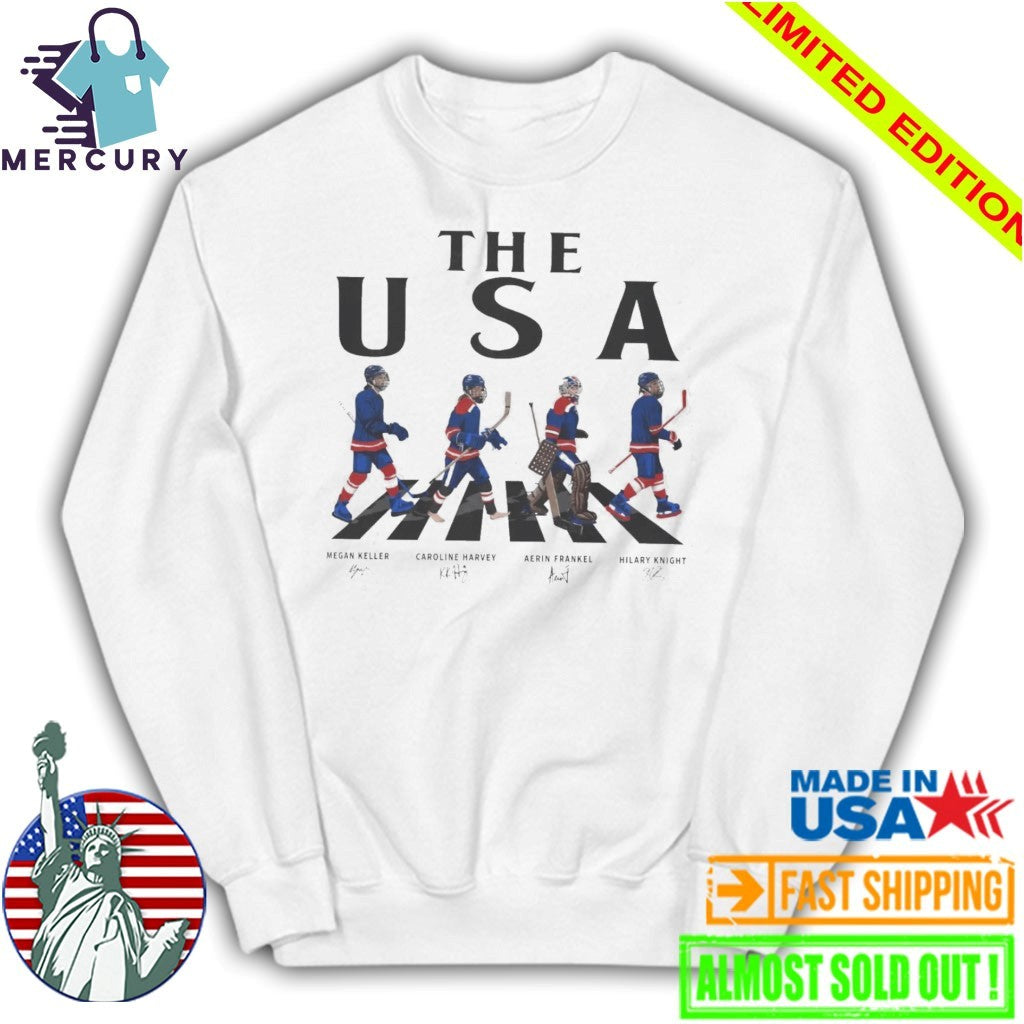 USA Women Ice Hockey Walking Road Signatures Shirt