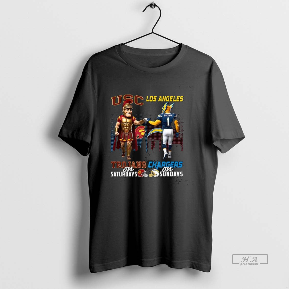 Official Usc Trojans On Saturdays Vs Los Angeles Chargers On Sundays Mascot T-Shirts, Hoodie, Sweatshirt | CoreVibeTees.com