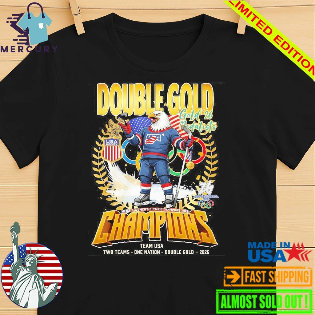 United States Men’s Ice Hockey Team 2026 Double Gold Two Teams Shirt