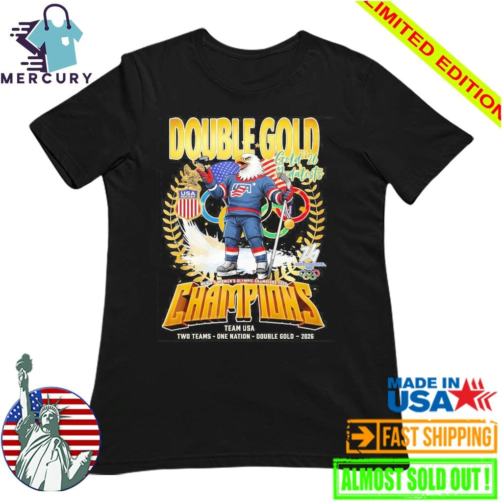 United States Men’s Ice Hockey Team 2026 Double Gold Two Teams Shirt