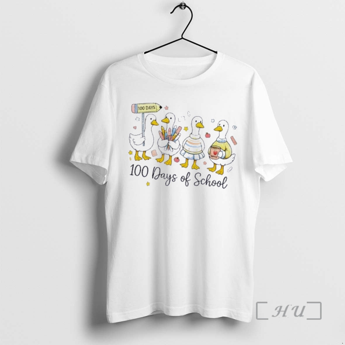 Officials 100 Days Of School Ducks Cute Goose Teacher 100th Day Premium T Shirts Sweater Hoodie, Sweatshirt