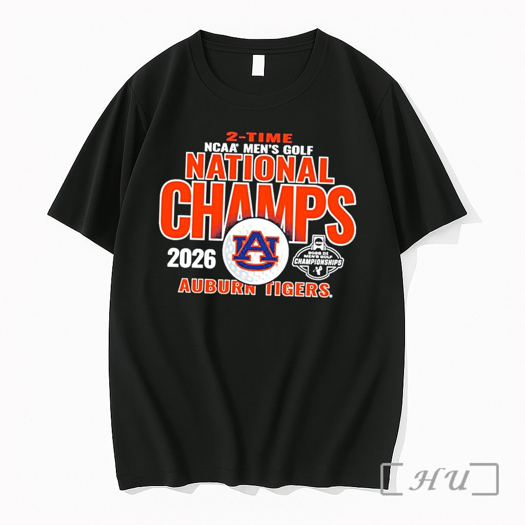 Officials Auburn Tigers 2026 2 Time Ncaa Mens Golf National Champions Tee Premium T Shirts