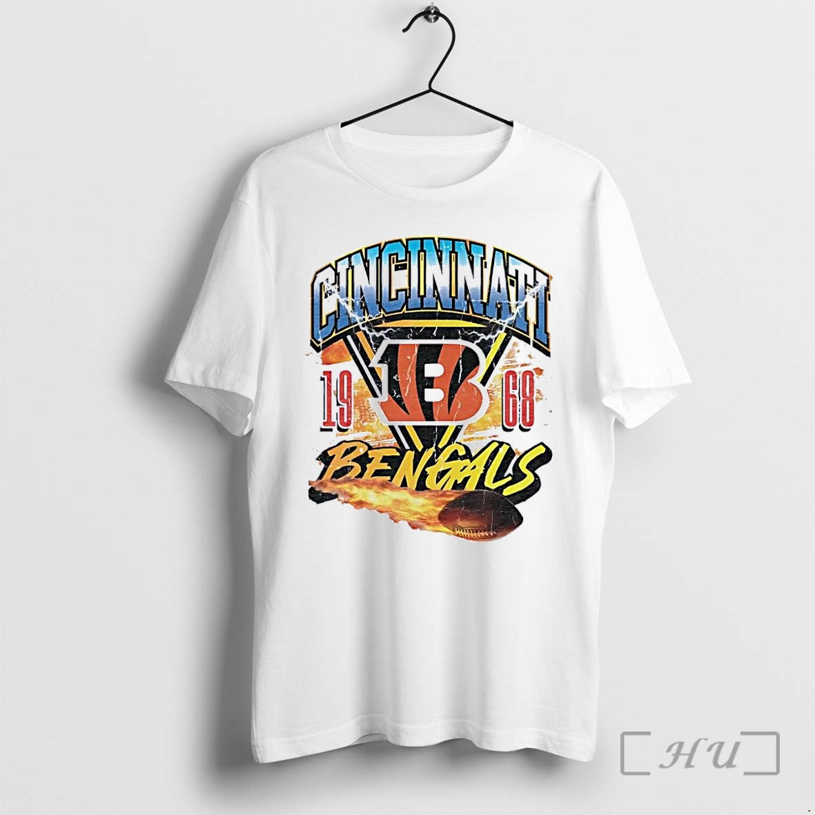 Officials Cincinnati Bengals 1968 Flaming Football Logo White