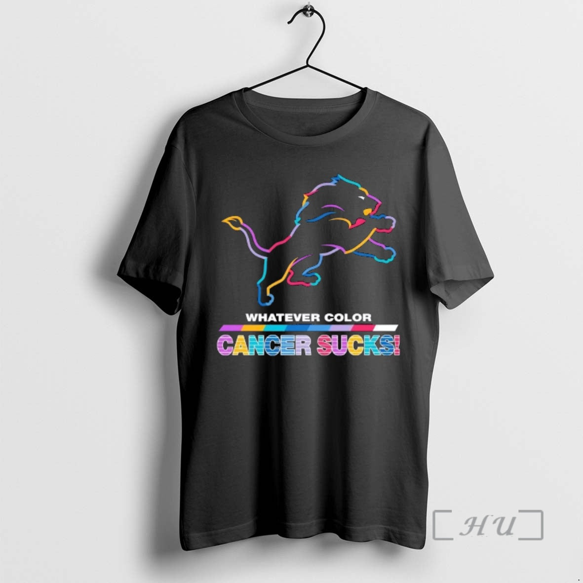 Officials Detroit Lions Football Whatever Color Cancer Sucks Logo Colors T-Shirts, Hoodie, Sweatshirt | CoreVibeTees.com