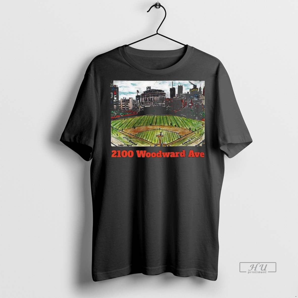 Officials Detroit Tigers 2100 Woodward Ave Comerica Park Sketch Tee Shirt Sweater