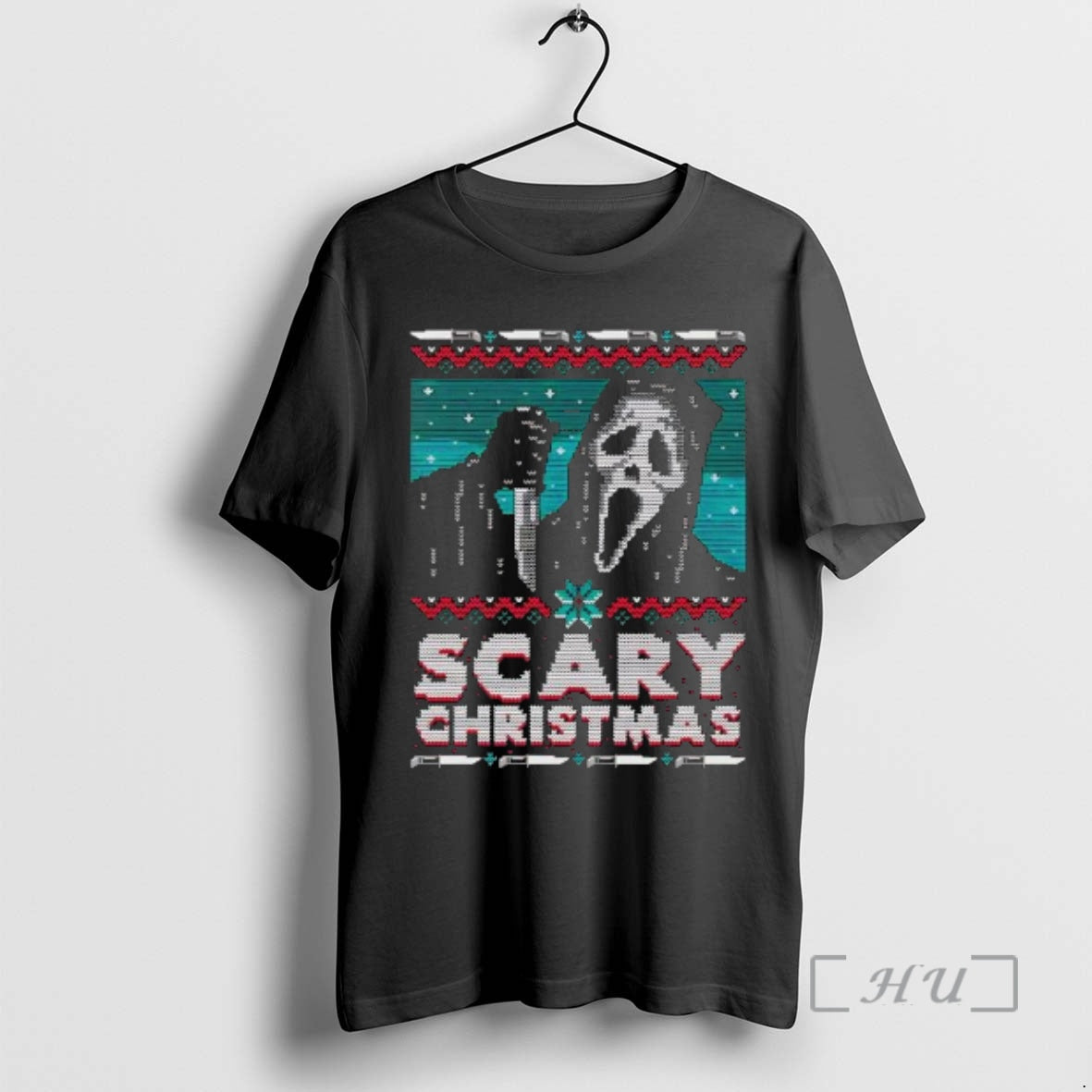 Officials Ghostface Holding Knife Scary Ugly Christmas T-Shirts, Hoodie, Sweatshirt | CoreVibeTees.com
