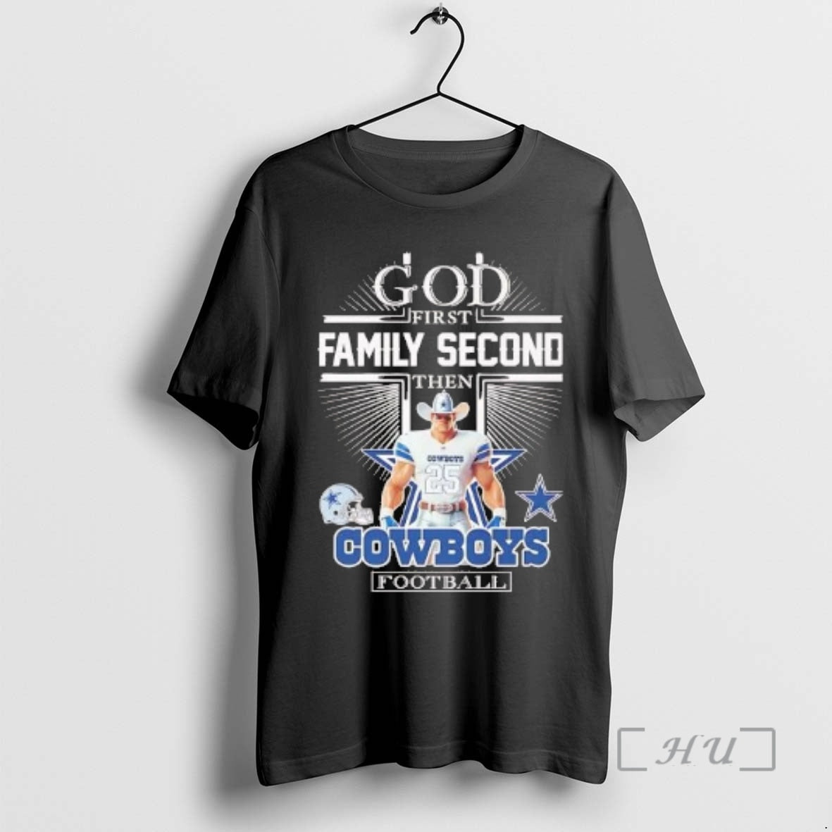 Officials God First Family Second Then Dallas Cowboys Football Mascot T-Shirts, Hoodie, Sweatshirt | CoreVibeTees.com