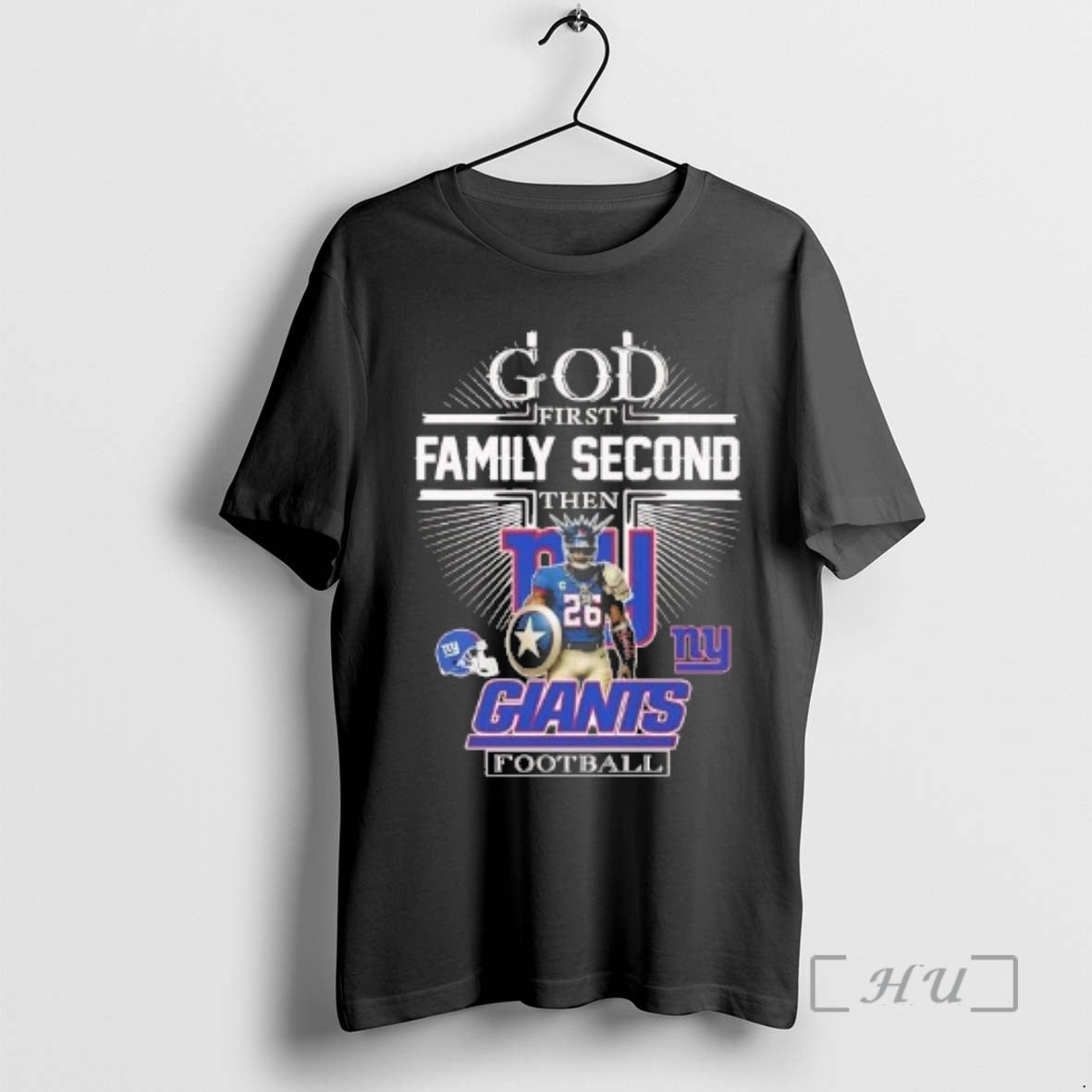 Officials God First Family Second Then New York Giants Football Mascot Premium T Shirts Sweater Hoodie, Sweatshirt