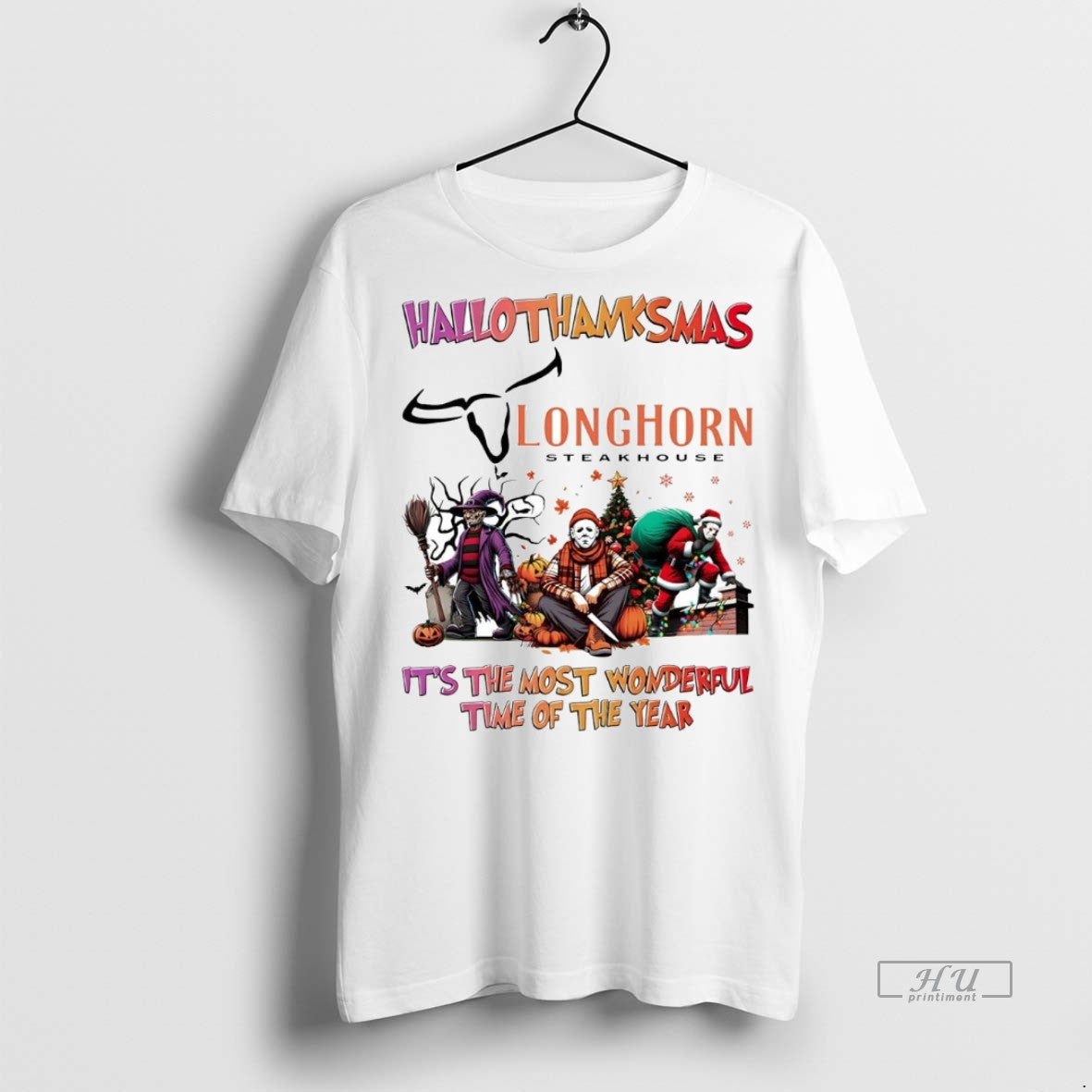 Officials Horror Movies Longhorn Steakhouse Hallothanksmas Its The Most Wonderful Time Tee Shirt Sweater