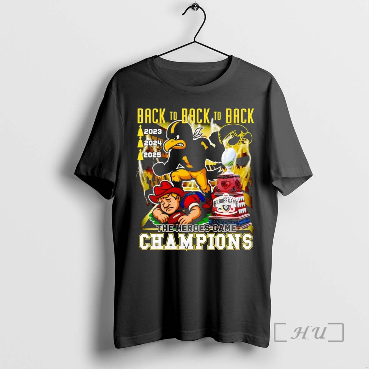 Officials Iowa Hawkeyes 2025 Back To Back The Heroes Game Champions Premium T Shirts Sweater Hoodie, Sweatshirt