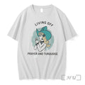 Officials Living Off Prayer And Turquoise Lady Illustration Tee