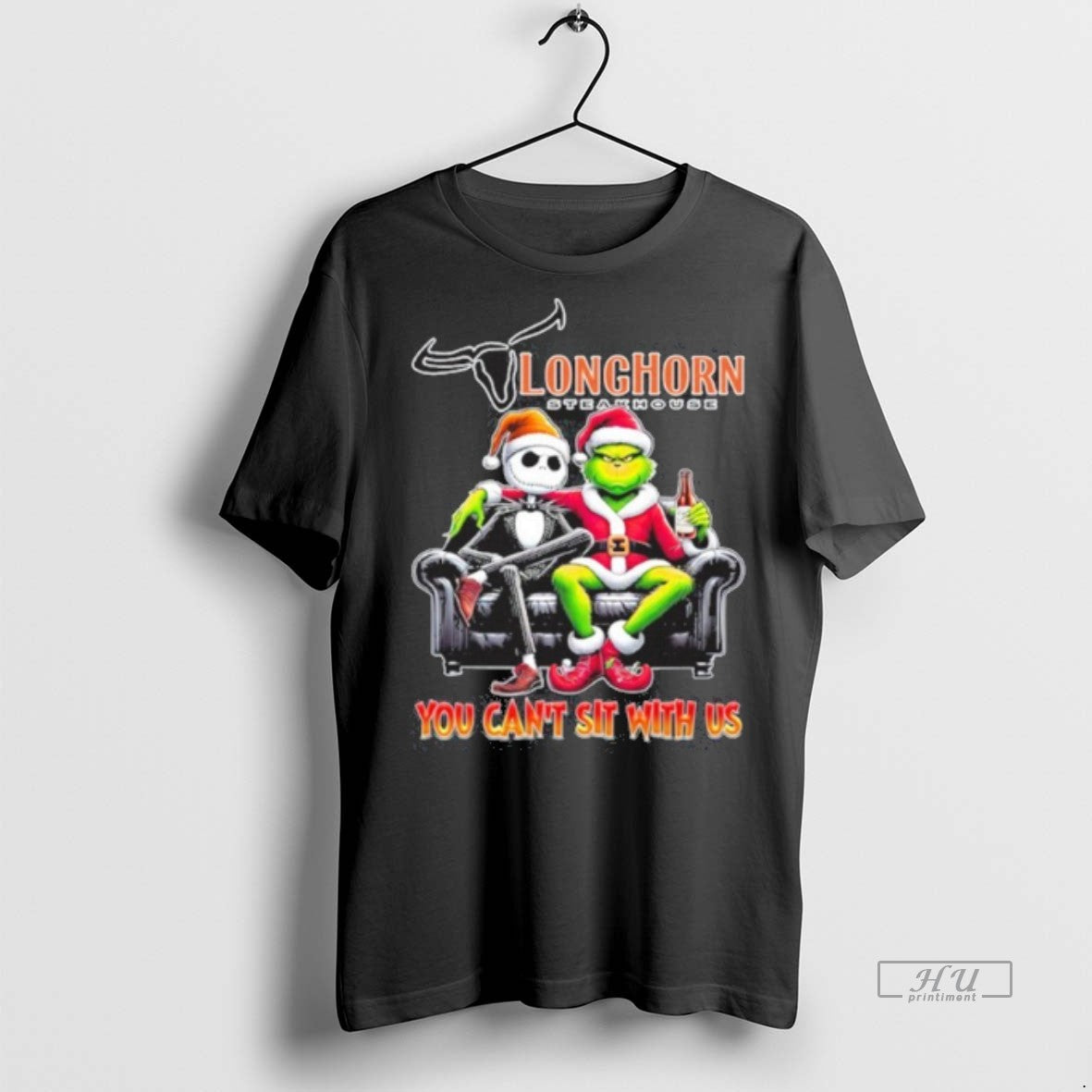 Officials Longhorn Logo Santa Jack And Grinch You Cant Sit With Us Tee Shirt Sweater