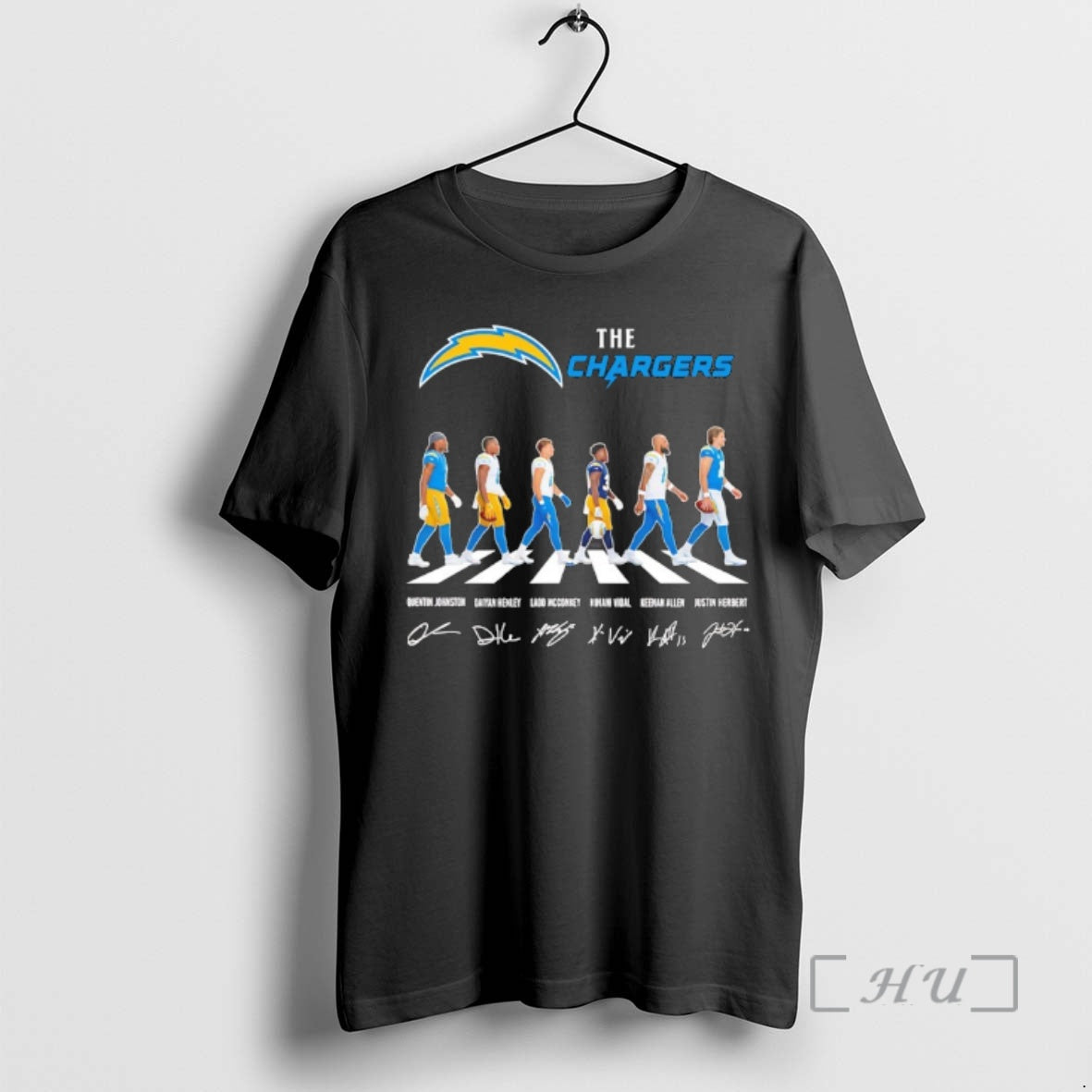 Officials Los Angeles Chargers Player Walking Abbey Road Signatures T-Shirts, Hoodie, Sweatshirt | CoreVibeTees.com