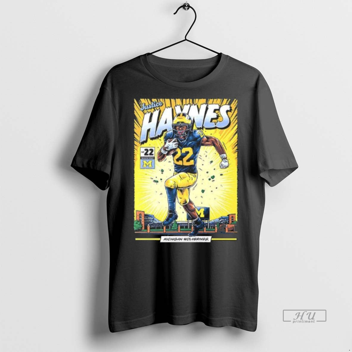 Officials Michigan Wolverines 22 Justice Haynes Student Comic Tee Shirt Sweater