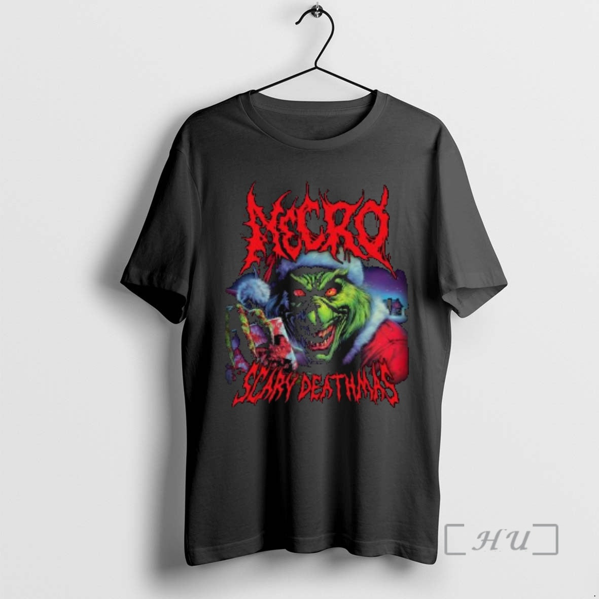 Officials Necro Grinch Scary Deathmas Circle Black T-Shirts, Hoodie, Sweatshirt | CoreVibeTees.com
