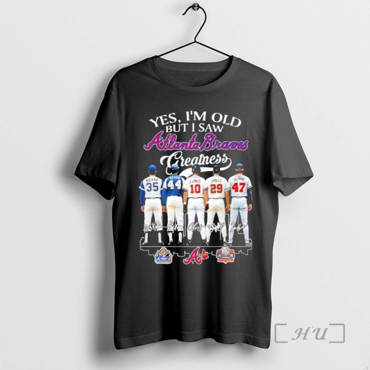 Officials Niekro And Legends Yes Im Old But I Saw Atlanta Braves Greatness Skyline Signatures T-Shirts, Hoodie, Sweatshirt