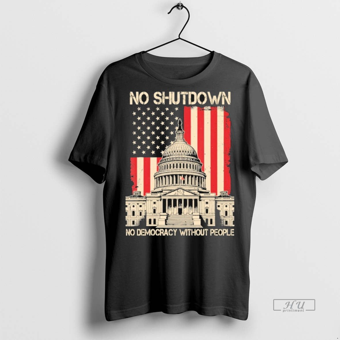 Officials No Shutdown No Democracy Without People American Flag Tee Shirt Sweater