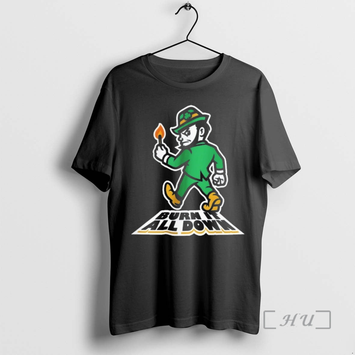 Officials Notre Dame Fighting Irish Burn It All Down Mascot T-Shirts, Hoodie, Sweatshirt | CoreVibeTees.com