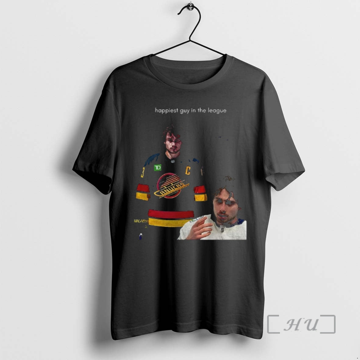 Officials Quinn Hughes Happiest Guy In The League T-Shirts, Hoodie, Sweatshirt | CoreVibeTees.com