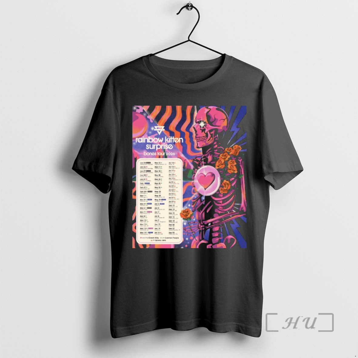 Officials Rainbow Kitten Surprise 2026 Bones Tour T-Shirts, Hoodie, Sweatshirt | CoreVibeTees.com