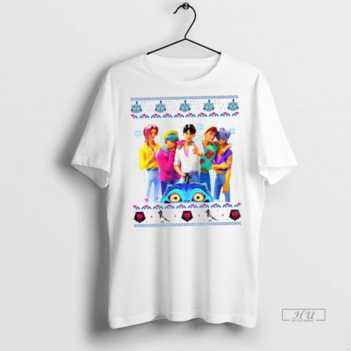 Officials Saja Boys Band Ugly Derpy The Tiger Kpop Movie Tour Christmas Tee Shirt Sweater
