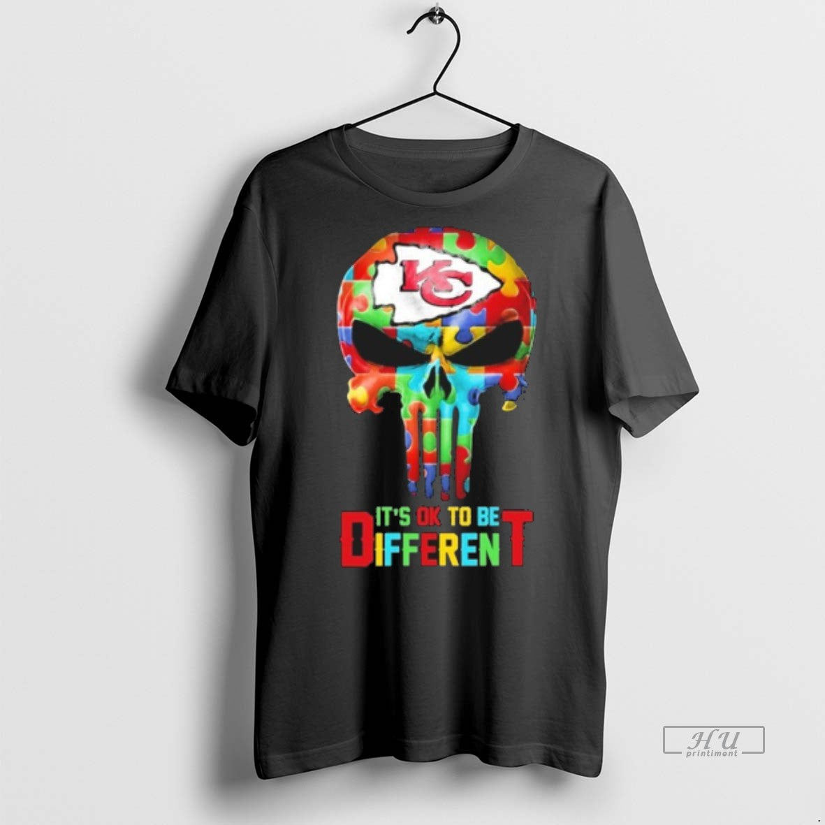 Officials Skull X Kansas City Chiefs Autism Its Ok To Be Different Tee Shirt Sweater