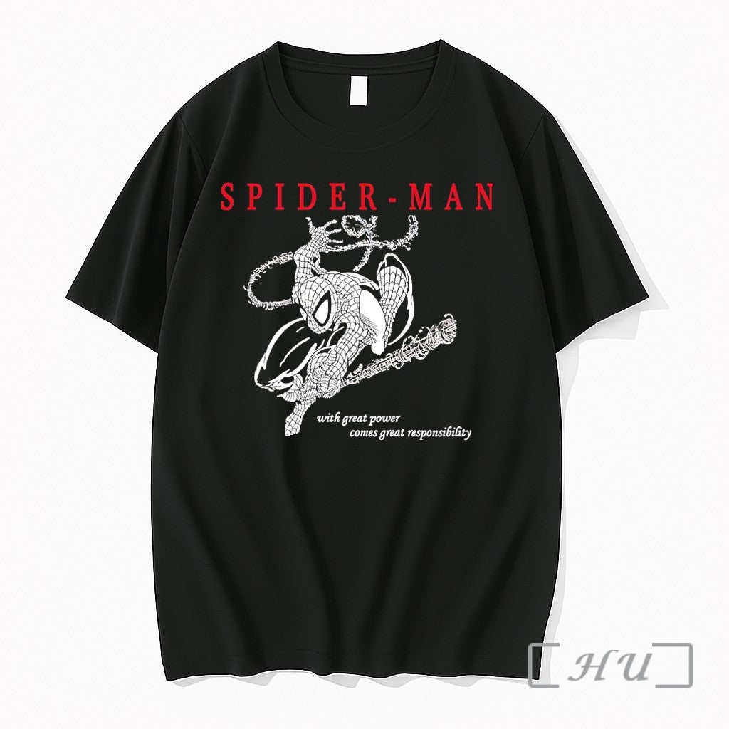 Officials Spider Man Marvel With Great Power Comes Great Responsibility Marvel Comic Premium T Shirts