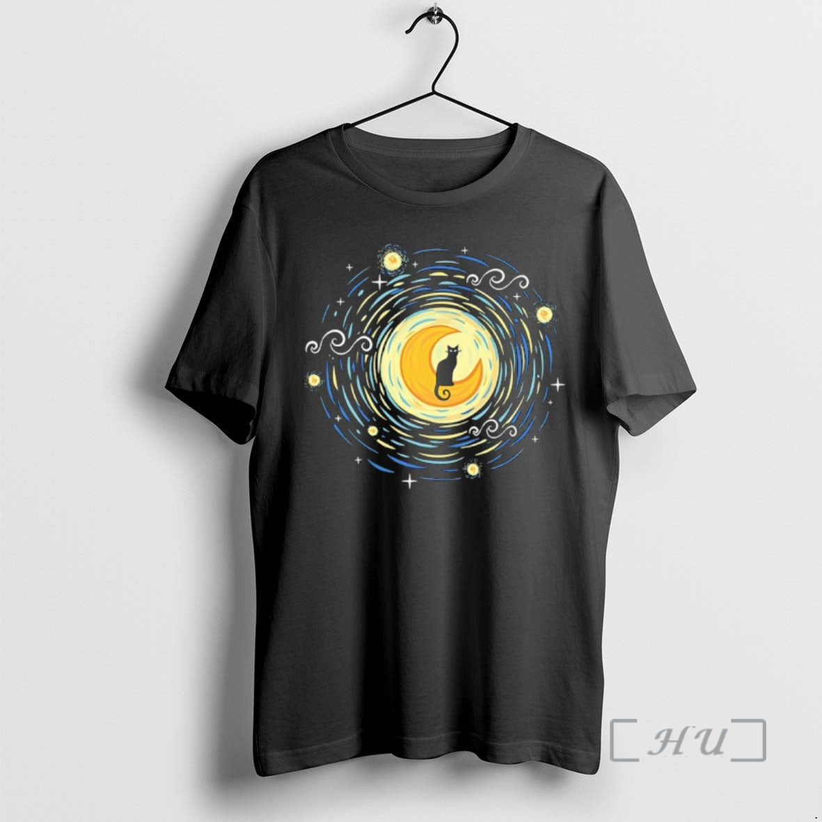 Officials Starry Moon Cat Art T-Shirts, Hoodie, Sweatshirt | CoreVibeTees.com